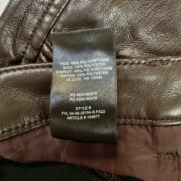 Wilfred Aritzia Brown Faux Leather Flare Pants Women's 8 Y2K 90s Bootcut Concert - Picture 10 of 16